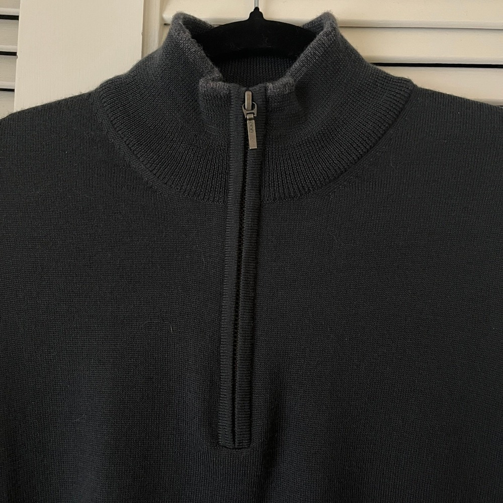 Ash & Erie Merino Wool Quarter-Zip Sweater Charcoal Gray Sz M - Picture 3 of 7